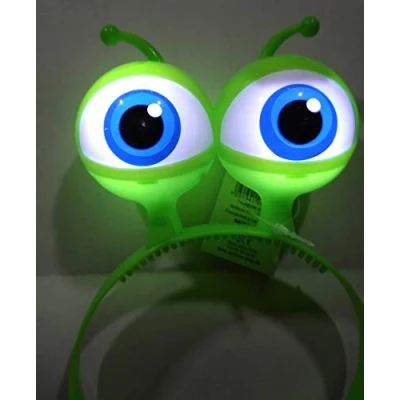 Image de Bandeau de cheveux, à LED, clignotant, motif yeux d’alien Glubsch, disponible en vert, bleu et rose, lumineux, (vert)