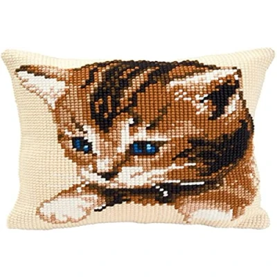 Image de Vervaco Kit coussin au point de croix Un chat,Multicolore