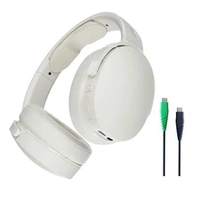 Image de Skullcandy Hesh Evo Casque Supra Auriculaire sans Fil, Extra Charging Cable, Autonomie 36 h, Microphone, Compatible iPhone, Android, Appareils Bluetooth, Bone