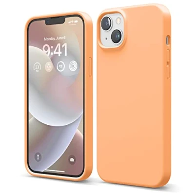 Image de elago Coque Silicone Liquide Compatible avec iPhone 14 Plus Étui (6.7), Premium, Housse Protection Complète Case Antichoc à 4 Structure, Microfibre Douce Empêche Rayures (Orange)