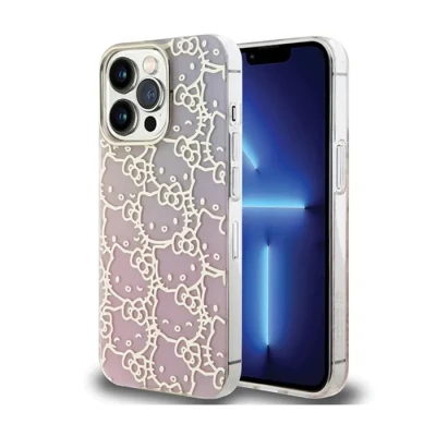 Image de Étui Hello Kitty pour iPhone 15 Pro 6.1 rose étui rigide IML Gradient Electrop Crowded Head Neuf