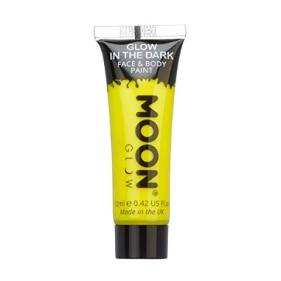Image de Moon Glow Peinture Brillent dans le noir pour visage et corps Phosphorescente Charge to Glow, Jaune, 12 ml