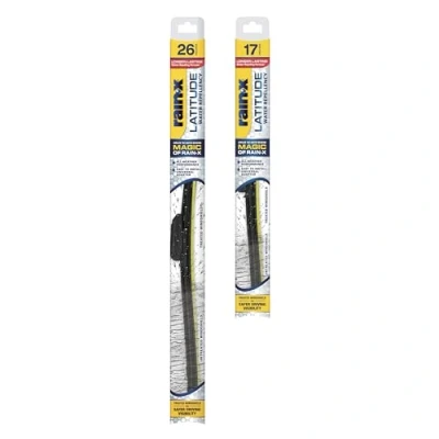 Image de Rain X Latitude 810195 Lot de 2 balais d&#039;essuie glace hydrofuges en 1, 66 cm et 43,2 cm, rechange pour voiture avec formule hydrofuge brevetée