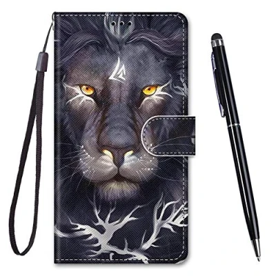 Image de Toucasa Coque pour iPhone XR,Housse XR,Coque Cuir PU Portefeuille à Aimant Colourful Design Rabat [Créatif Peint] Étui XR (6,1 Pouces) Tête de Lion