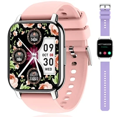 Image de Popglory Montre Connectée Femme Homme avec Appel Bluetooth, 1,85&#039;&#039; Sport Smartwatch Moniteur de Fréquence Cardiaque/Tension Artérielle/SpO2/Podomètre/Sommeil, Intelligente pour Android iOS