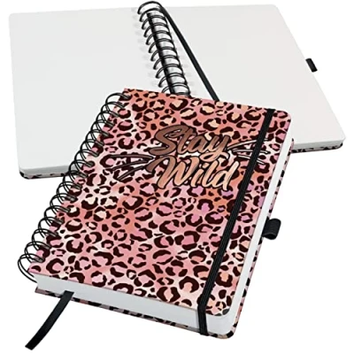Image de SIGEL JN653 Jolie Carnet de notes à spirale, Pink Leo Love, pointillés (réglure dot), 120 g/m², 16,8 x 21,5 cm, couverture rigide, 240 pages, rose, abricot, noir
