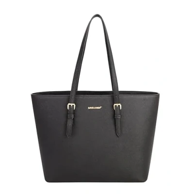 Image de David Jones Sac à Main Shopping Femme Grand Format Cabas Idéal cours Fourre Tout Porté Epaule Cuir PU Anse Longue Shopper Grande Capacité A4 Etudiante Travail Noir