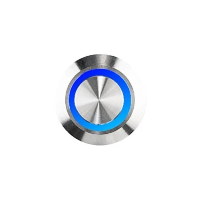 Image de HUBER LED Bouton de sonnette en acier inoxydable interrupteur sonnette, couleur claire bleu, IP65, rond
