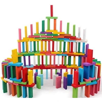 Image de YIQI Ensemble de Blocs Dominos en Bois coloré 120pcs, Jeu éducatif pour Enfants, Jouets Course Domino