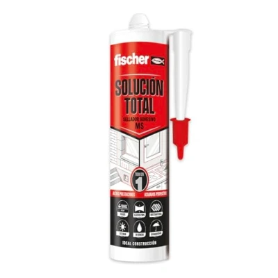 Image de fischer 570946 Solution totale blanche, scellant adhésif MS, colle, scelle et répare, en intérieur extérieur, résistant à l&#039;eau Polymère MS 290 ml