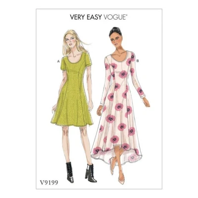 Image de Vogue Patterns 9199 A5 Robes pour Femme, Soie, Multicolore, Tailles 614