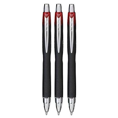 Image de Uni Ball Lot de 3 stylos roller Jetstream rétractables, rouge, SXN 210