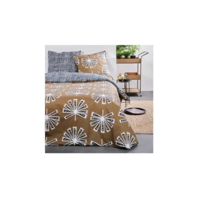 Image de TODAY Parure De Lit Double Réversible Sunshine en Coton Imprimé Bronze/Bleu 240 X 220 Cm
