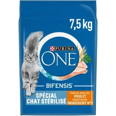 Image de PURINA ONE Bifensis Chat Stérilisé Croquettes au Poulet pour Chats Adultes Sac de 7,5kg ( l&#039;emballage peut varier)