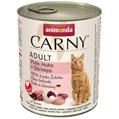 Image de Carny Nourriture Humide pour Chat à la Dinde + Poulet crevettes (6 x 800 g) de Marque animonda sans céréales ni Sucre avec ingrédients Frais et charnus