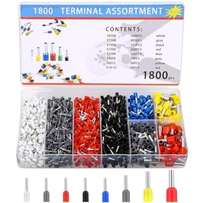 Image de 1800 Embouts de Câble Isolés, Set, 0,5 mm² 10 mm², Cosse à Sertir Viroles Connecteur, Isolés pour Connexion Fils