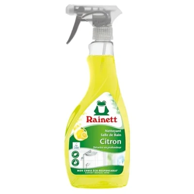Image de RAINETT Spray Nettoyant Spécial Salle de Bain Élimine Les Traces Haute Efficacité Anti Calcaire Eco Conçu Flacon 100% Recyclé &amp; Recyclable Ecolabel Citron 500 ml