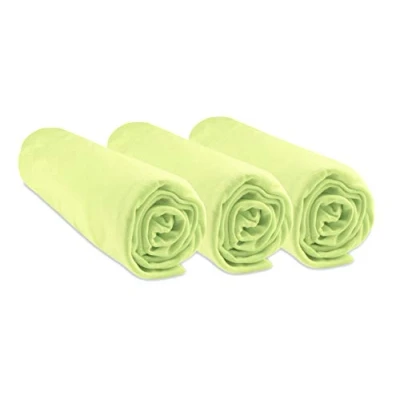Image de Lot de 3 Draps Housse 70x140 Lit Bébé Enfant 70 x 140 Bambou Hypoallergenique Vert Anis Extensible Respirant Sommeil sain Marque Easy Dort Certifié Label Oeko Tex Fabriqué en Europe