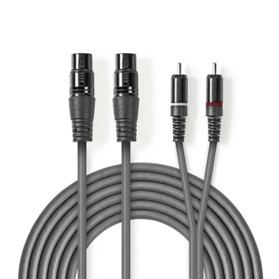 Image de Câble audio XLR vers RCA Nedis Connectez vos instruments de musique et microphones Noir