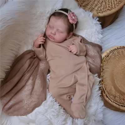 Image de kgniess me 20 Pouces Poupée Reborn Fille Poupee bébé Faites à la Main Corps en Vinyle Doux aux Yeux fermés Ressemble Un Vrai Baby Dolls