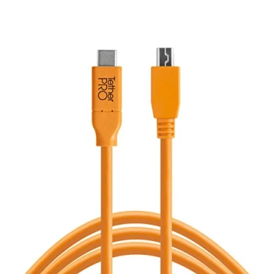 Image de Câble USB C vers Mini B 2.0 TETHER TOOLS CUC2415 Orange 4.60m Transfert de données