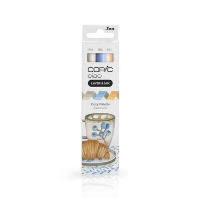 Image de COPIC Ciao LAYER &amp; MIX « Cozy Palette », Set de marqueurs 3 couleurs différentes, marqueur mise en page avec une pointe moyenne et brosse.