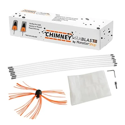 Image de Kit de Ramonage 8m Nylon Flexible Hérisson Synthétique Nettoyage Poêle Entrainement Perceuse Électrique