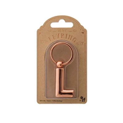 Image de IF Porte clés en métal avec lettres de l&#039;alphabet personnalisables Or rose L