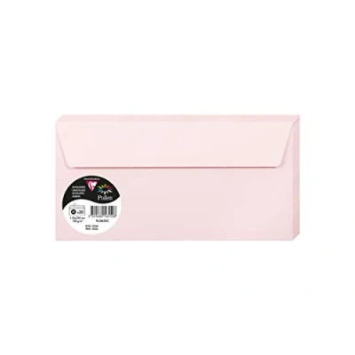Image de Clairefontaine 5655C Paquet de 20 Enveloppes Auto Adhésives Format DL 11x22cm 120g/m² Coloris Rose Invitation Evènements et Correspondance Gamme Pollen Papier Premium Lisse
