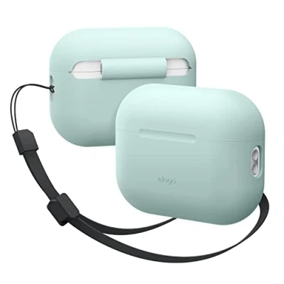 Image de elago Coque en Silicone Compatible avec Apple AirPods Pro 2ème Génération Étui Dragonne, Etui Housse de Protection, LED Frontale Visible, Prise Charge sans Fil (Vert Menthe)