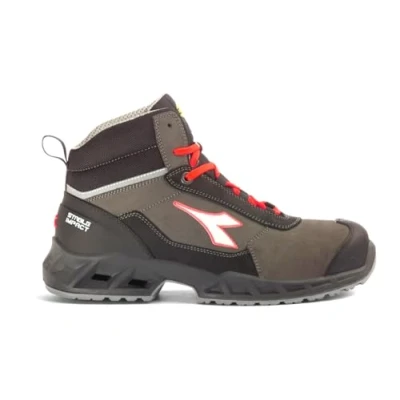 Image de DIADORA Shark Stab Imp Leat Mid S3 Src Esd Mocassin unisexe Adulte, Noir rouge fluo, 43 EU