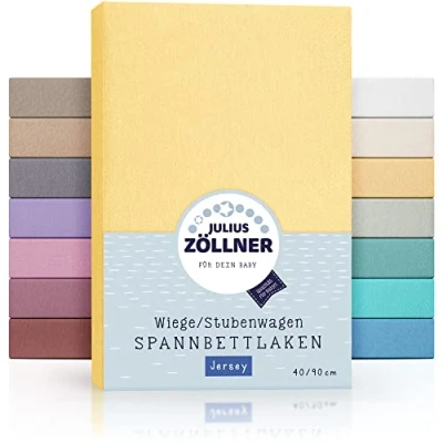Image de Julius Zöllner Drap Housse en Jersey pour Berceau 90 x 40 cm et Berceau, 100% Coton, Standard 100 par Oeko Tex, Banana