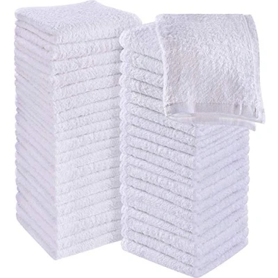Image de Utopia Towels Set de Gants Toilette (Lot 60 Blanc) 100% Coton filé à l&#039;anneau, Serviettes 30 x CM, Debarbouillette très absorbants Petite