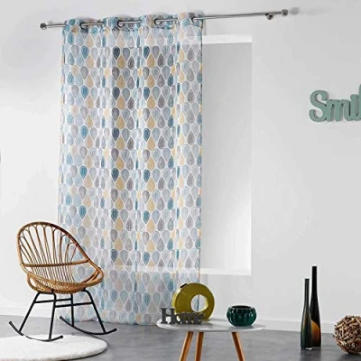 Image de douceur d&#039;interieur PALPITO Panneau à œillets, Polyester, Blanc, 240x140 cm