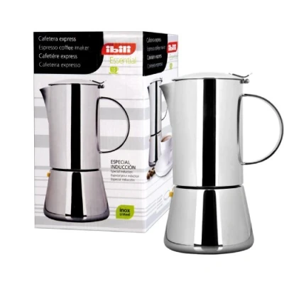 Image de Ibili Cafetière à Expresso Essential, 2 Tasses, 100 ml, Acier Inoxydable, Compatible avec les Plaques Induction