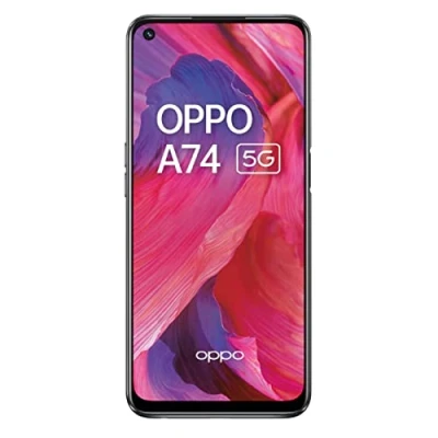 Image de OPPO A74 5G 6 Go de RAM et 128 + Stockage Extensible sans SIM Smartphone (écran 6,5&quot;, Batterie 5000 mAh, Quadruple caméra 48 MP, taux rafraîchissement 90 Hz) Noir Fluide