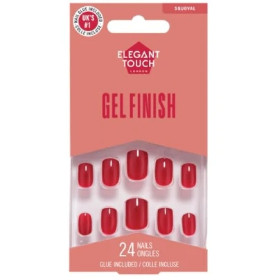Image de Elegant Touch Polished Colour 24 Nails With Glue Squoval Rich Red