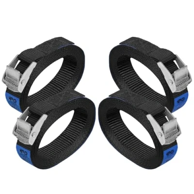 Image de Sangle à griffe d&#039;arrimage de fixation Noir 1m 2,5m 4m 6m charge maximale 250 kg DIN EN 12195 2, 4 pièces 2.5 cm x 1 m
