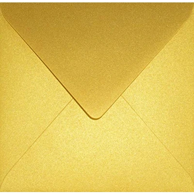 Image de Netuno 25 enveloppes carrées dorées 153x153mm Aster Metallic Cherish rabat pointu nacrées brillantes métallisées pour invitations anniversaires mariage cartes de vœux Noël