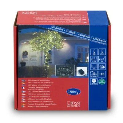 Image de Konstsmide 3632 110 Guirlande 180 Micro LED Blanc Chaud + Clignotante Câble Noir 24 V