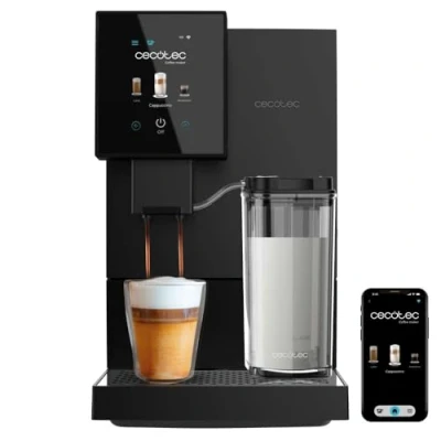 Image de Cecotec Machine a Café Espresso Superautomatique Cremmaet Compactccino Connected. 19 Bars, Thermoblock, Écran TFT, Wifi, Moulin Integré, Réservoir d&#039;eau 1,1 L et de lait 400 ml, Nettoyage Automatique