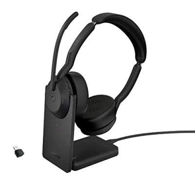 Image de Jabra Evolve2 55 Micro casque sans fil stéréo avec technologie Air Comfort, micros à réduction de bruit et ANC. Certifié MS Teams, fonctionne toutes les plateformes Noir