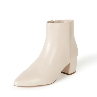 Image de The Drop Jessi Bottines À Talons Blocs avec Fermeture Éclair Sur le Côté pour Femme, Os, 38