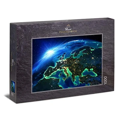 Image de Ulmer Puzzleschmiede Puzzle Europe: 1000 pièces l&#039;europe Vue de l&#039;espace la Nuit