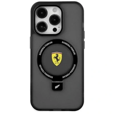 Image de CG MOBILE Ferrari FEHMP15SUSCAK Coque pour iPhone 15 6,1&quot; Noir rigide avec anneau support Collection 2023