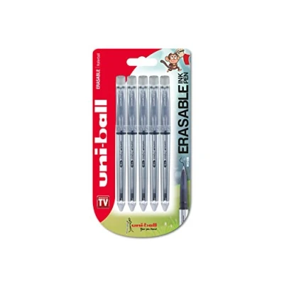Image de Uf 220 Signo TSI effaçable stylos à bille, Noir encre effaçable, pointe moyenne, paquet de 5