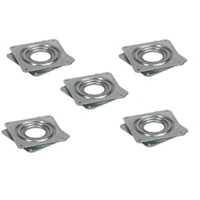 Image de Gedotec Lot de 5 ferrures rotatives à 360 visser Acier galvanisé Roulement billes pression 80 kg Plateau tournant robuste 81 x 10,5 mm pour plateaux table,