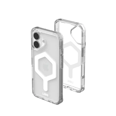 Image de Urban Armor Gear Plyo MS Case Compatible Apple iPhone 16 Étui (Compatible avec la Recharge sans Fil/magnétique, Coins Air Soft résistants aux Chutes, Bord surélevé) Ice (Transparent) / Blanc
