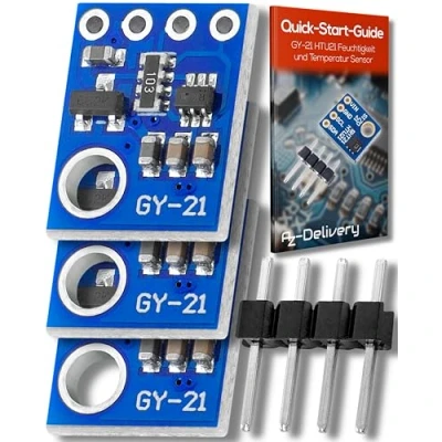 Image de AZDelivery 3 x GY 21 HTU21 Capteur d&#039;Humidité et de Température Compatible avec Arduino Raspberry Pi incluant Un E Book