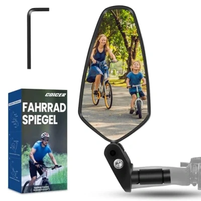 Image de COICER Rétroviseur de vélo extra large Verre véritable résistant aux chocs pour guidon électrique Pliable (utilisation universelle gauche et droite)